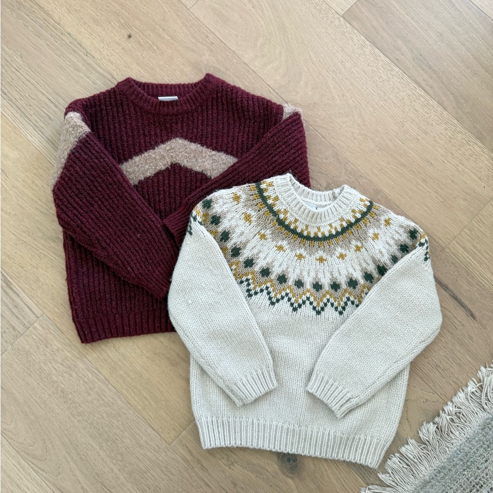 Zara kids Christmas knit and Jaccquard sweater Duo